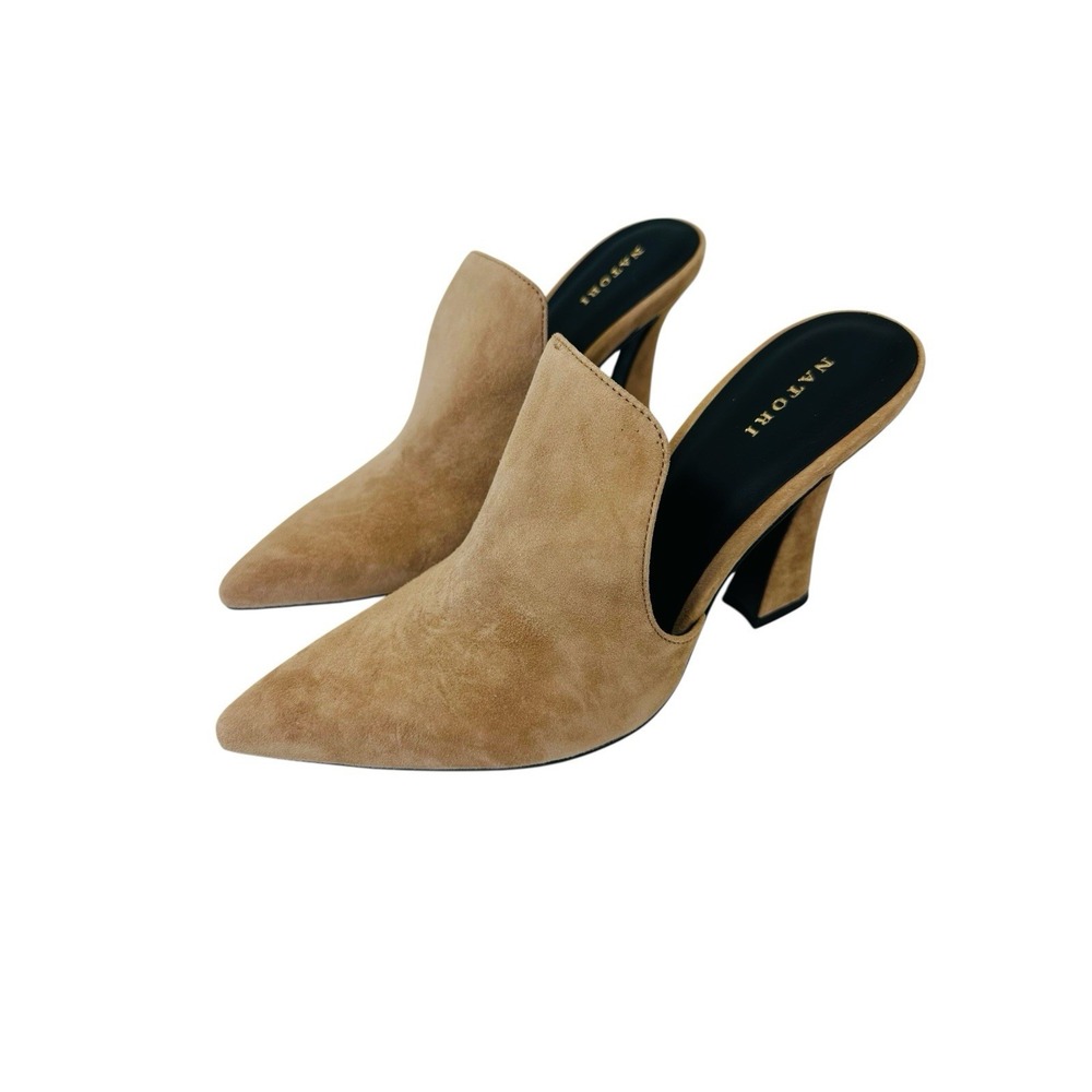 Natori Minh-Su Color Doe Kid Suede Women's Pointed Toe Heel Mule Size 9M NWB